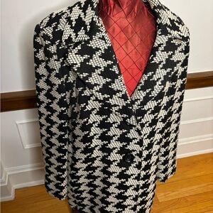 Talbots Black and White Houndstooth Blazer with Relaxed Fit